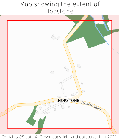 Map showing extent of Hopstone as bounding box