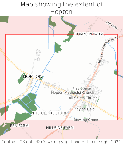 Map showing extent of Hopton as bounding box
