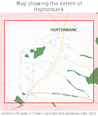 Map showing extent of Hoptonbank as bounding box