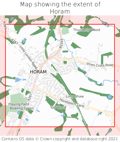 Map showing extent of Horam as bounding box