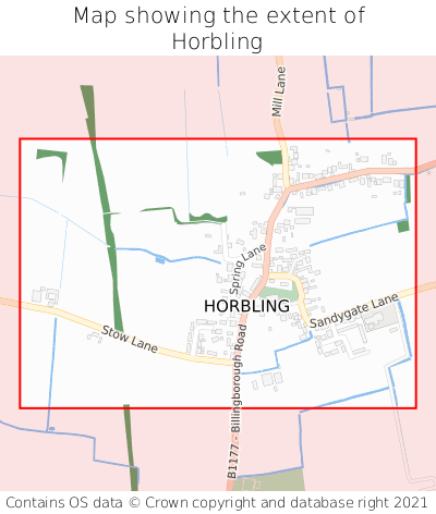 Map showing extent of Horbling as bounding box