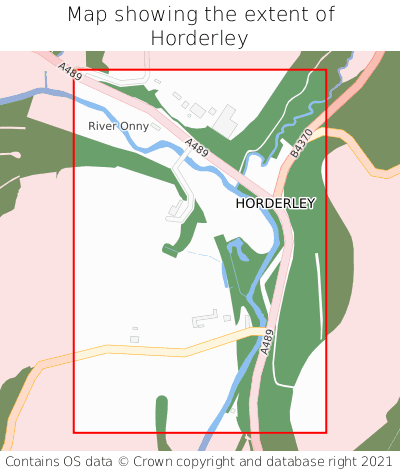 Map showing extent of Horderley as bounding box