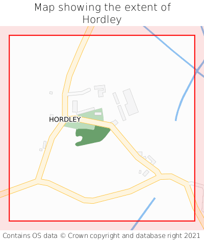 Map showing extent of Hordley as bounding box