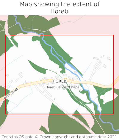 Map showing extent of Horeb as bounding box