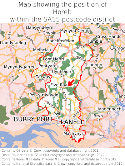 Map showing location of Horeb within SA15