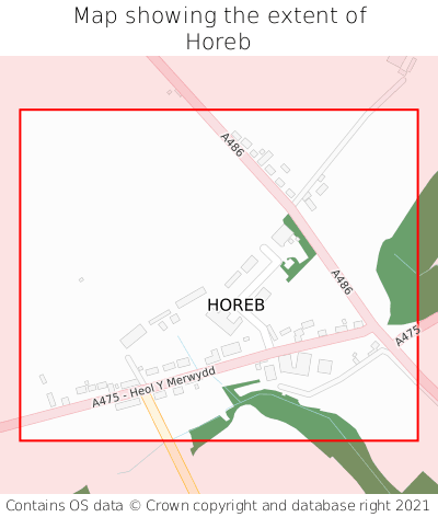 Map showing extent of Horeb as bounding box