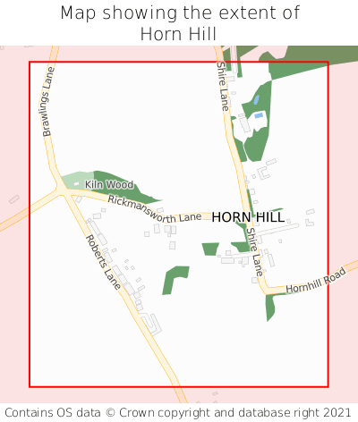 Map showing extent of Horn Hill as bounding box