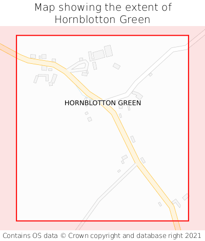 Map showing extent of Hornblotton Green as bounding box