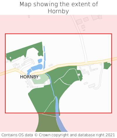 Map showing extent of Hornby as bounding box