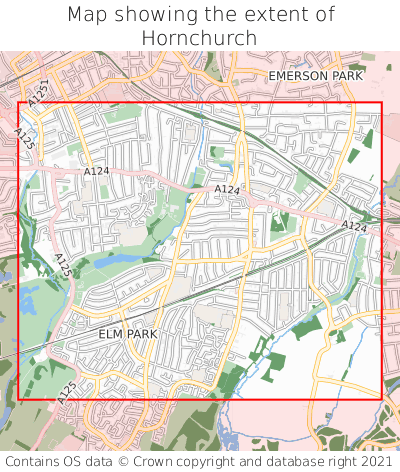 Map showing extent of Hornchurch as bounding box