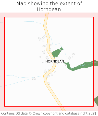 Map showing extent of Horndean as bounding box