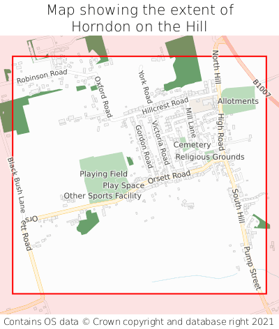 Map showing extent of Horndon on the Hill as bounding box