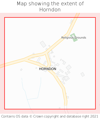 Map showing extent of Horndon as bounding box