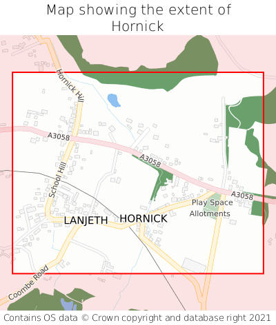 Map showing extent of Hornick as bounding box
