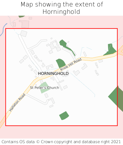 Map showing extent of Horninghold as bounding box