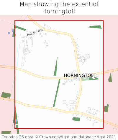 Map showing extent of Horningtoft as bounding box