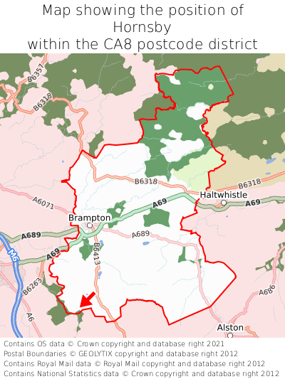 Map showing location of Hornsby within CA8