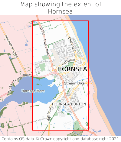 Map showing extent of Hornsea as bounding box