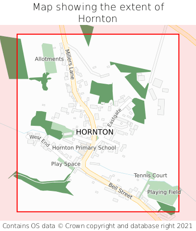 Map showing extent of Hornton as bounding box