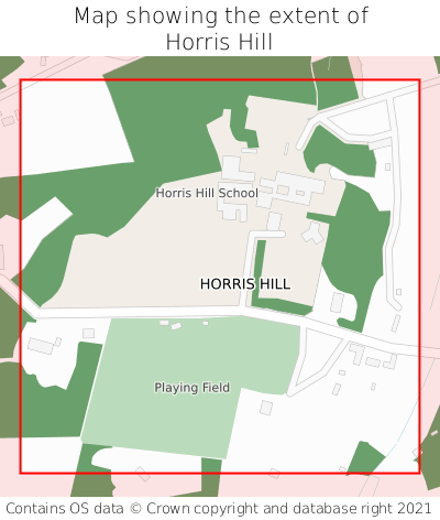 Map showing extent of Horris Hill as bounding box