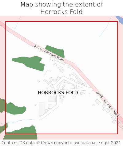 Map showing extent of Horrocks Fold as bounding box