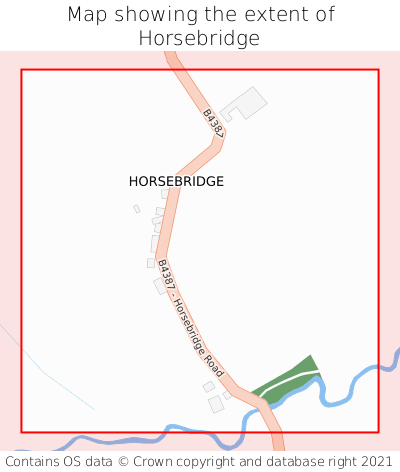 Map showing extent of Horsebridge as bounding box