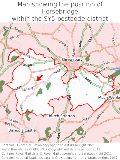 Map showing location of Horsebridge within SY5