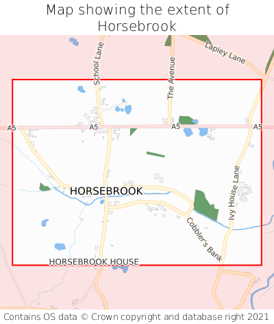 Map showing extent of Horsebrook as bounding box