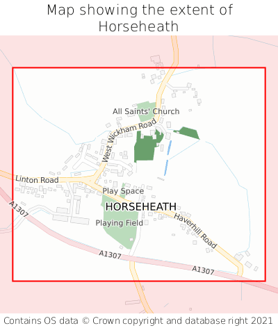 Map showing extent of Horseheath as bounding box