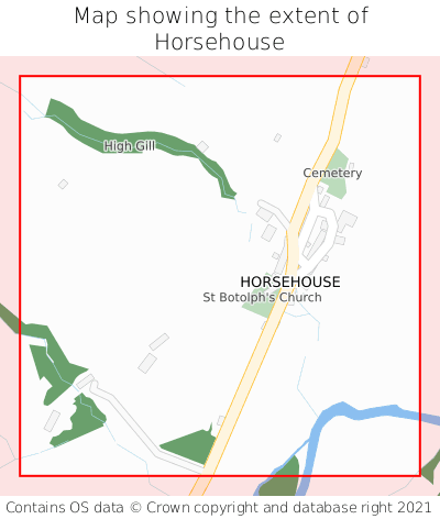 Map showing extent of Horsehouse as bounding box