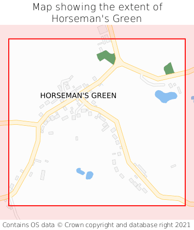 Map showing extent of Horseman's Green as bounding box