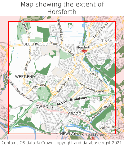 Map showing extent of Horsforth as bounding box