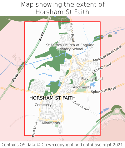 Map showing extent of Horsham St Faith as bounding box