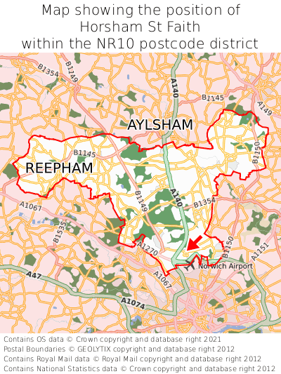 Map showing location of Horsham St Faith within NR10