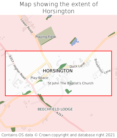 Map showing extent of Horsington as bounding box
