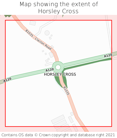 Map showing extent of Horsley Cross as bounding box