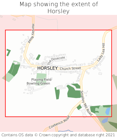Map showing extent of Horsley as bounding box