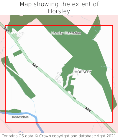 Map showing extent of Horsley as bounding box