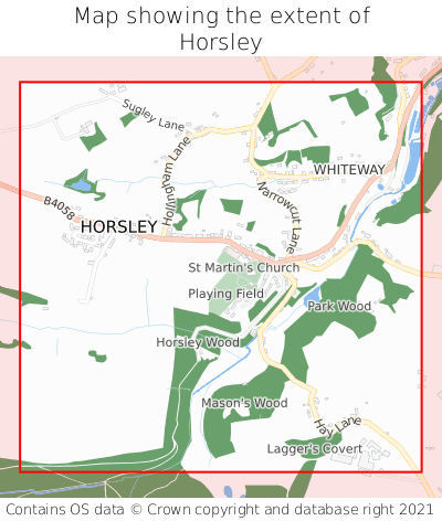 Map showing extent of Horsley as bounding box