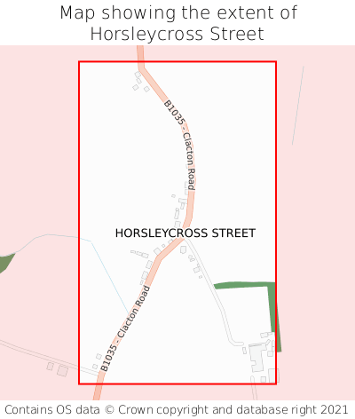 Map showing extent of Horsleycross Street as bounding box