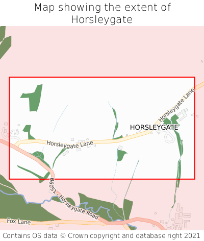 Map showing extent of Horsleygate as bounding box