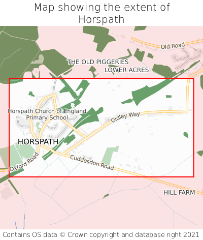 Map showing extent of Horspath as bounding box