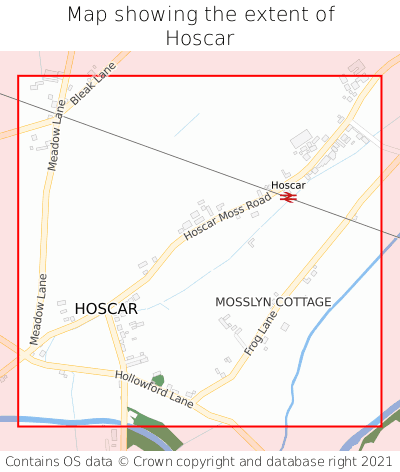 Map showing extent of Hoscar as bounding box