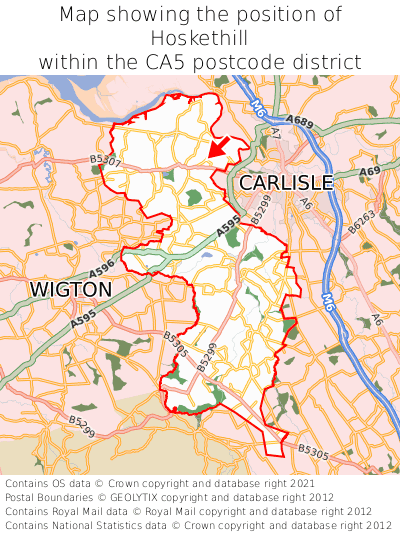 Map showing location of Hoskethill within CA5