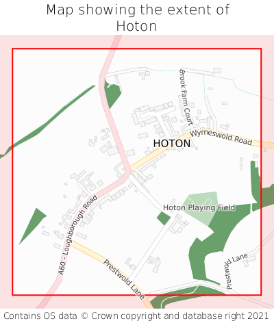 Map showing extent of Hoton as bounding box