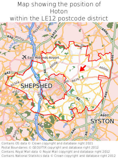 Map showing location of Hoton within LE12