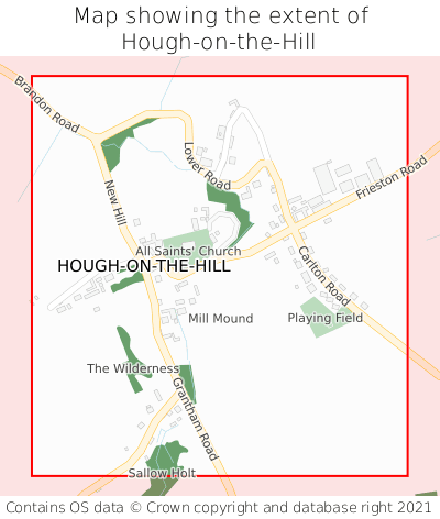 Map showing extent of Hough-on-the-Hill as bounding box