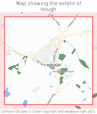 Map showing extent of Hough as bounding box