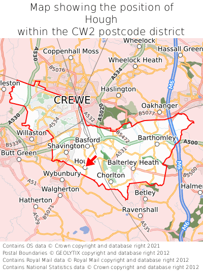 Map showing location of Hough within CW2