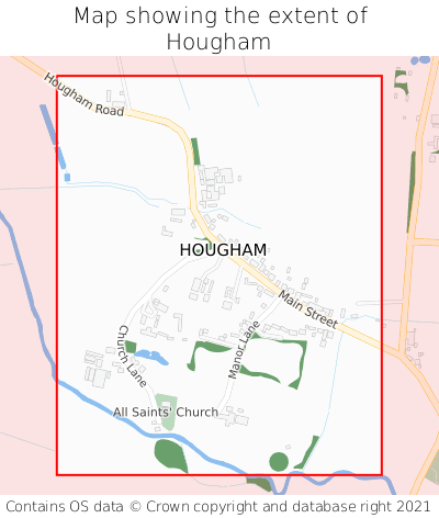 Map showing extent of Hougham as bounding box